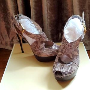 Michael kors leather snakeskin platform sandals